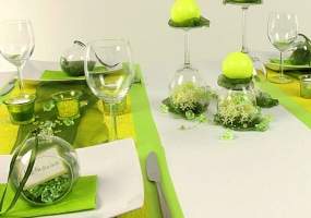 Tischdeko gelb grün Feier