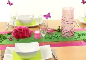 Tischdeko grün pink Alltag