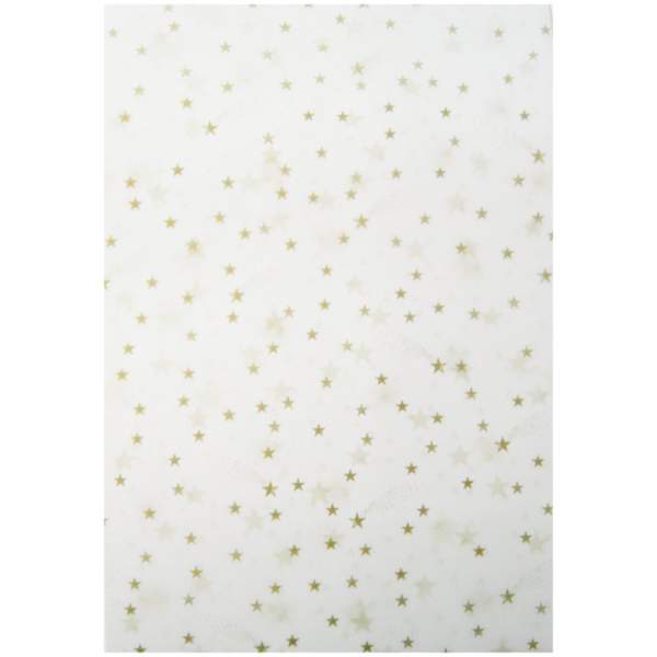Transparentpapier Sterne gold, 5 Blatt, 23x33 cm