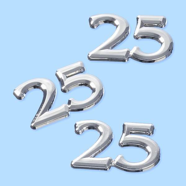 Streuteile 25, 10 Stück silber ca. 1,5 cm Geburtstagszahlen Zahlen