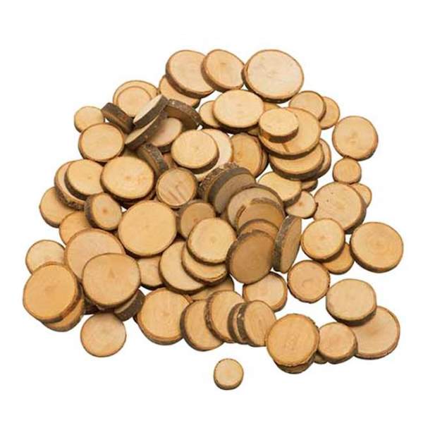 Astscheiben zum Basteln 100 Stück rund naturbelassen aus Holz