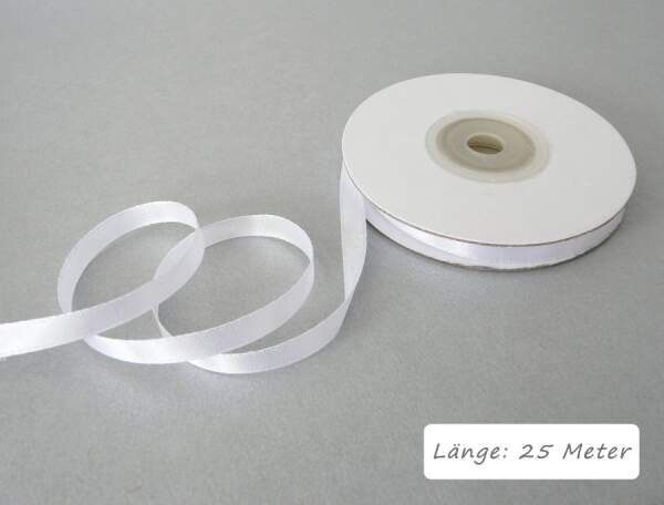 Satinband weiß, Rolle 6mm breit, 25m