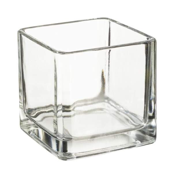 Teelichtglas farblos eckig, 5x5 cm