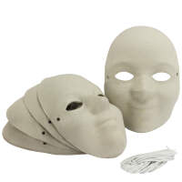 Maske für Kinder / Jugendliche aus Pappe, 6 Stück Gr. XS unbemalte / blanko Masken