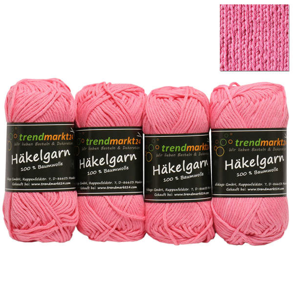 Häkelgarn Schulgarn rosa 4 Knäuel mit je 50g