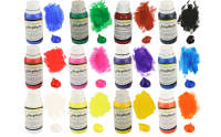 Acrylfarben Set mit 6 Flaschen je 150ml, Farben gelb, rot, dunkelblau, grün, schwarz, weiß