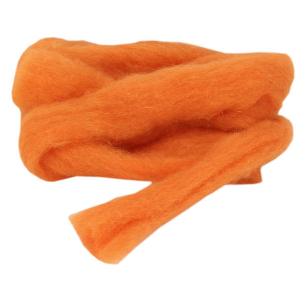 Filzwolle orange, Lunte, 2m Strang, 30 - 40 mm breit Schafwolle orange