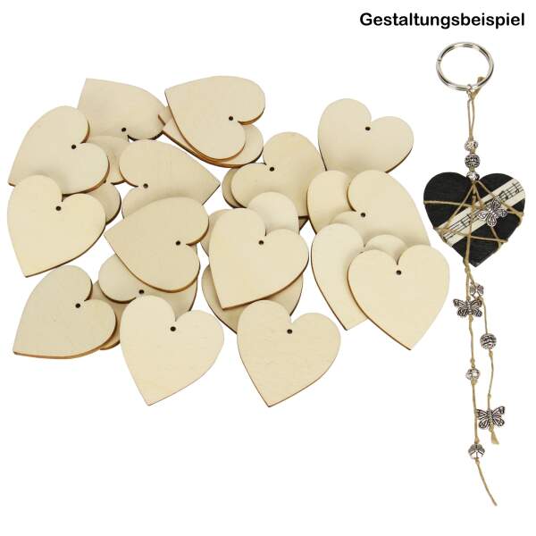 Holzherz 5 cm aus Sperrholz 24 Stück Aufhänger