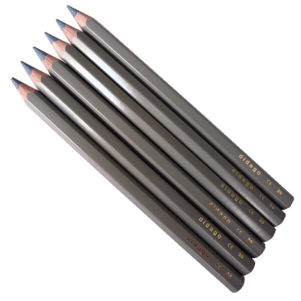 Buntstifte dick grau, 6er Pack Farbstifte
