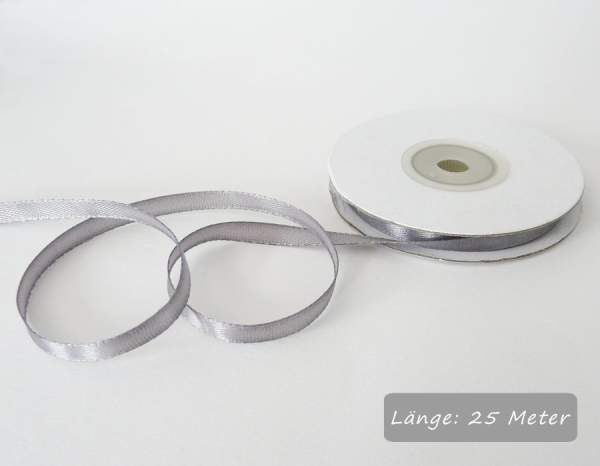 Satinband silber, Rolle 6mm breit, 25m lang