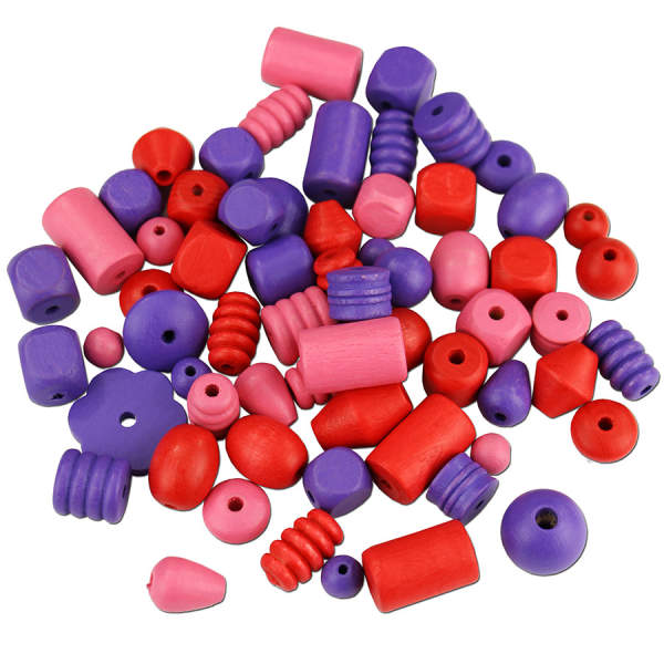 Holzperlen Mix rot versch. Farben 100 g