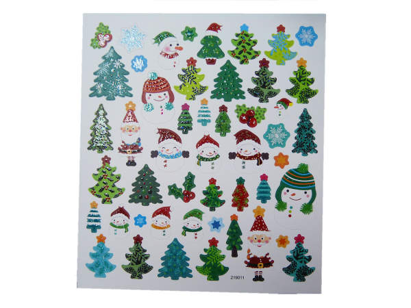 Sticker Weihnachten Schneemann Tannenbäume
