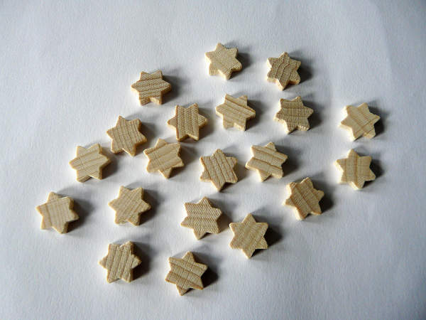 Vollholzsterne 20 Stück aus Naturholzsterne 13x13mm Streuteile Holzsterne