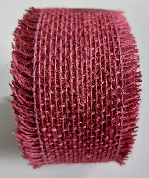 Juteband weinrot Gitterband Rupfenband Rolle 10 m lang, 5 cm breit