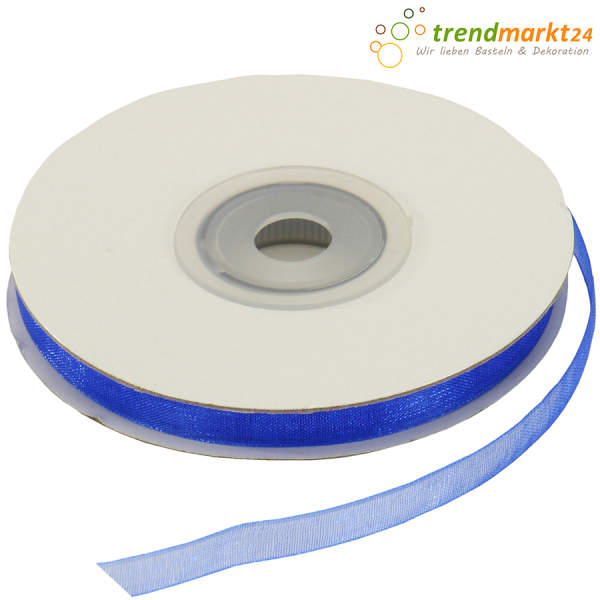 Chiffonband blau, Rolle 6mm breit, 25m lang