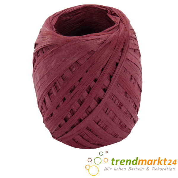 Papierkordel weinrot  Papier Raffia 5 mm breit x 50 m lang