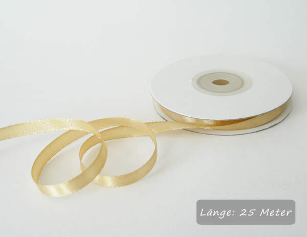 Satinband gold , Rolle 6mm breit, 25m lang