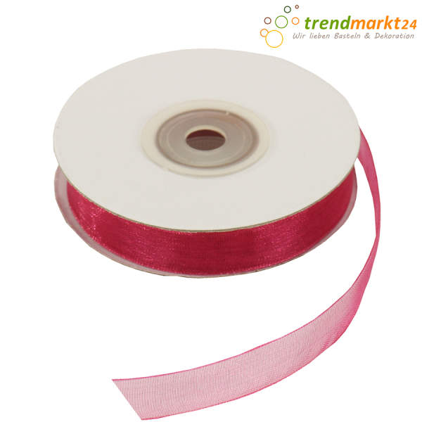 Chiffonband pink, fuchsia, Rolle 12mm breit, 25m lang