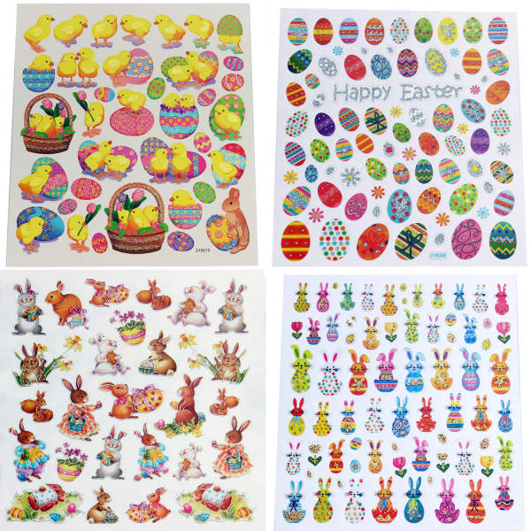 Sticker Ostern Osterhasen, Set mit 4 Blatt verschiedenen Motiven, je Blatt 15x16,5 cm