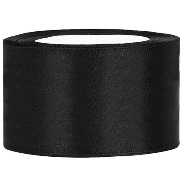 Satinband schwarz Rolle 38mm breit, 25m lang