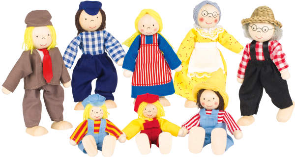 Biegepuppenset Bauernfamilie 8tlg. Set, Sisalpuppen