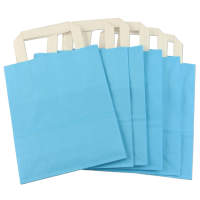 Papiertragetasche blau mit Flachhenkel 6er Pack, 18x22 cm