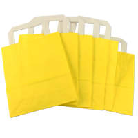 Papiertragetasche gelb 6er Pack Flachhenkel 18x22 cm...