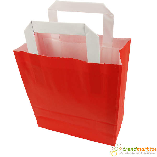 Papiertragetasche rot 6er Pack Flachhenkel 18x22 cm Papiergriff