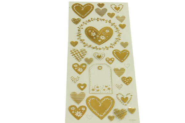 Sticker Herzen gold ca. 1 - 4cm groß 1 Set Aufkleber