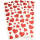 Sticker Herzen rot ca. 1 - 2,5cm groß 1 Set Aufkleber mit 2 Blatt