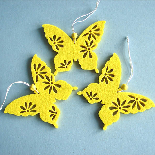 Filzschmetterling gelb Set mit 4 Stück je 10,5x9cm