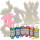 Bastelset Styroporform Hase, 6 Stück mit Pearlfarben, Pastellfarben