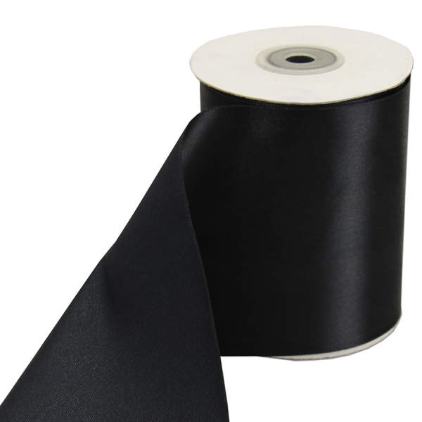 Tischläufer schwarz Satinband schwarz 10 cm breit, 25m lang
