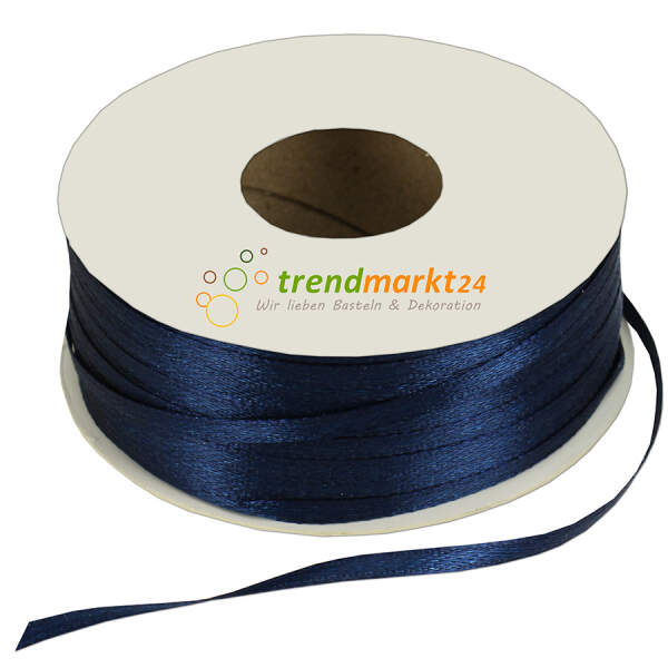 Doppelsatinband 3mm breit dunkelblau Rolle 100m lang Dekoband