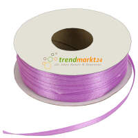 Doppelsatinband 3mm breit helllila Rolle 100m lang Dekoband