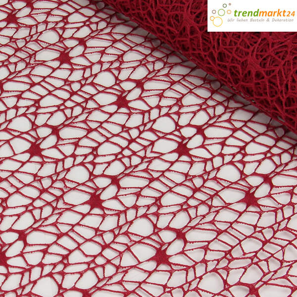 Tischläufer Netzoptik bordeaux 48cm x 4,5m Dekoband Tischband Netz