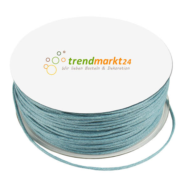 Baumwollkordel 1,5mm hellblau gewachst 100m lang Kordelband Kordel