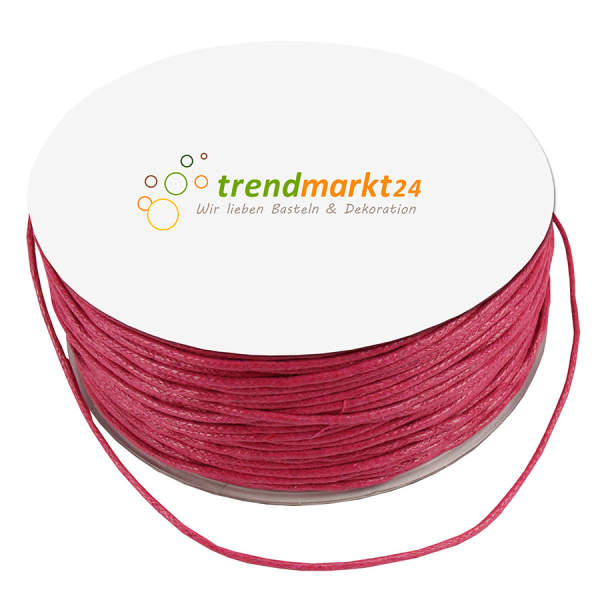 Baumwollkordel 1,5mm fuchsia gewachst 100m lang Kordelband Kordel