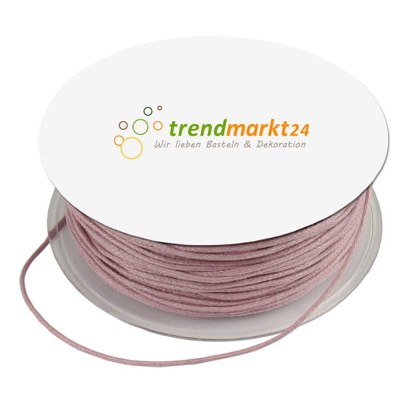 Baumwollkordel 1,5mm lavendel gewachst 100m lang Kordelband Kordel