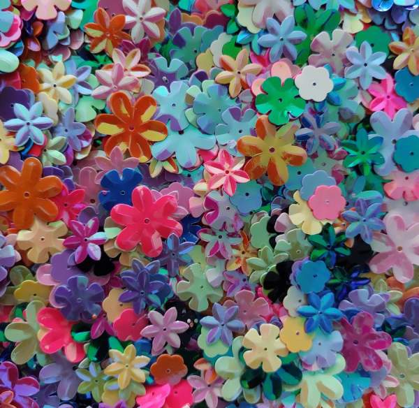 Pailletten Blumen gelocht, bunt gemischt, 5-20 mm 250g
