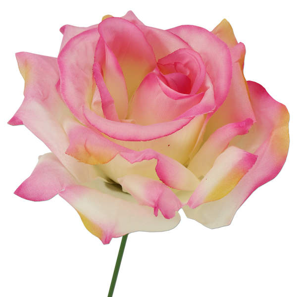 Rose rosa pink creme Ø 9 cm, 26 cm lang 1 Stück Kunstblume Seidenblume