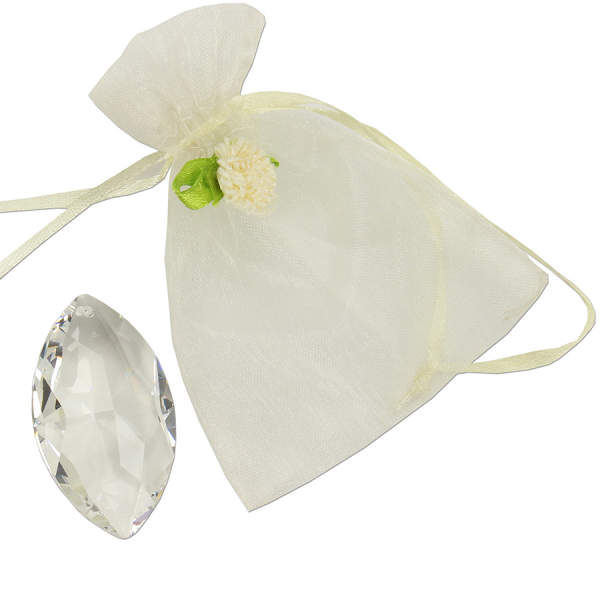 Regenbogenkristall Oval ca. 5 cm mit Chiffonbeutel