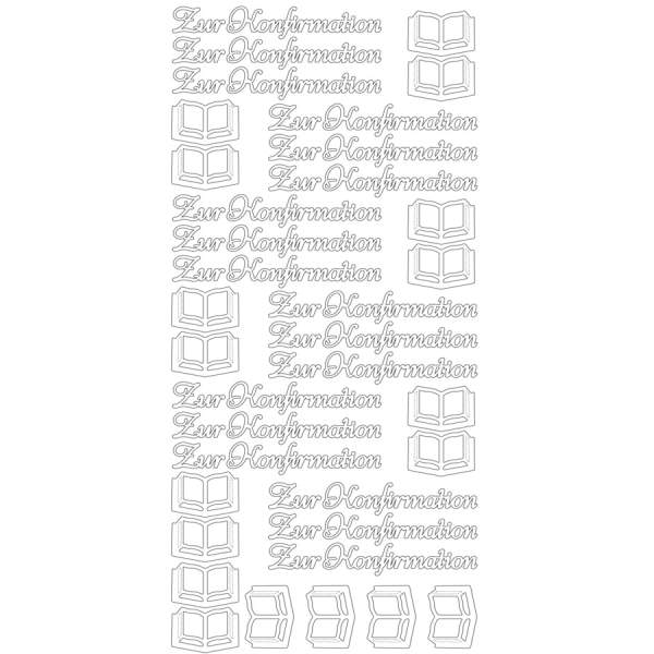 Konturensticker Sticker Zur Konfirmation silber mit Bibel 1 Blatt