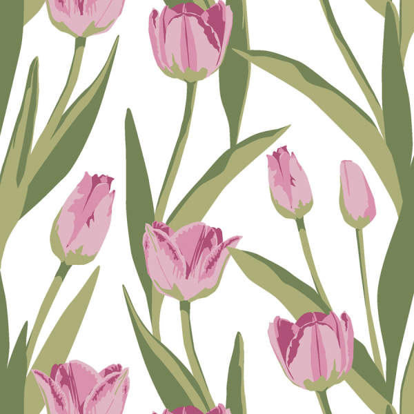 Papierservietten grünTulpen Motiv Blumen 3-lagig, 33x33 cm 20 Stück Frühling