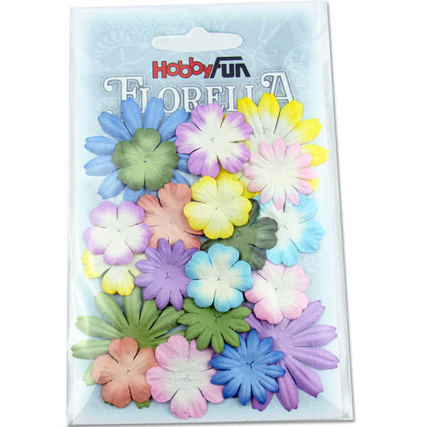Florella Blüten aus Maulbeerpapier bunte Farben 20 Stück, 2-4 cm