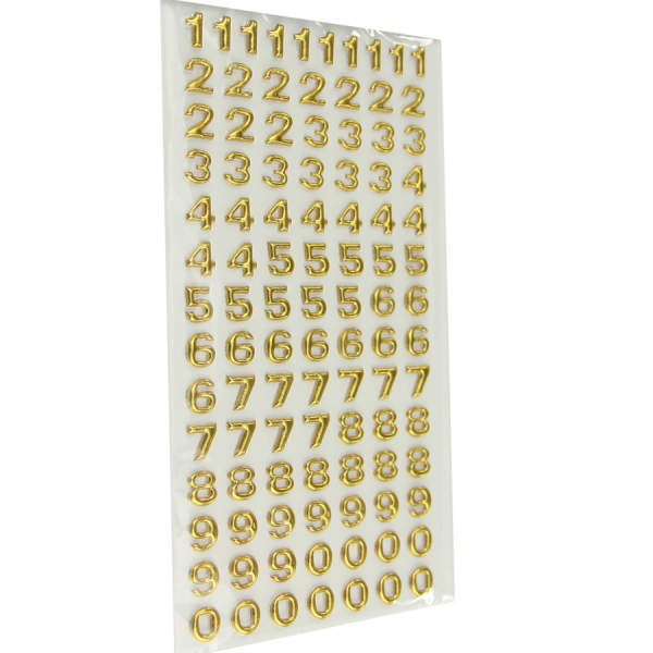 Sticker Zahlen gold 0-9, 1 Blatt Zahlensticker Softysticker  10mm