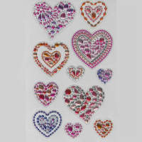 Sticker Herzen mit Diamanten 1 Blatt ca. 15x10cm