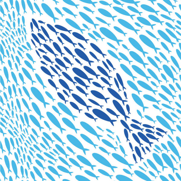 Papierservietten blau Fische Kommunion Konfirmation 3-lagig, 33x33 cm, 20 Stück