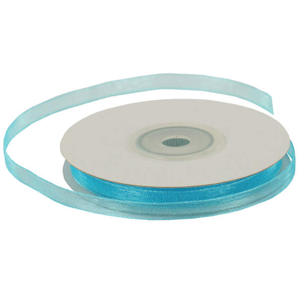 Chiffonband türkis 1 Rolle 6mm x 25m Organzaband