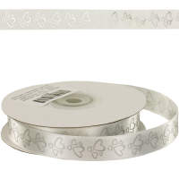 Satinband weiß 1 Rolle 15mm x 25m mit Herzen Satin Band Hochzeitsband